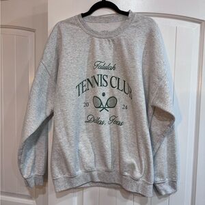 Talulah Tennis Club Graphic Sweat Set - Heather Gray with Green Print